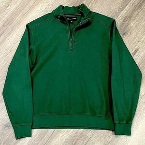 Men’s Medium Allen Edmonds Shoe Green Quarter Zip Lux Cotton Pullover Sweater